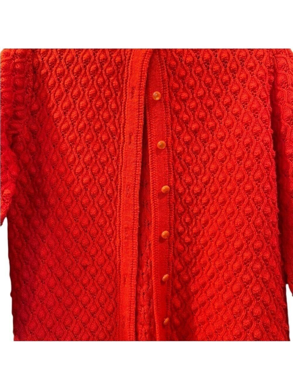Vintage 60s Cuddle Knit Wintuk Women’s Red Orlon Acrylic Knit Cardigan Medium - Picture 2 of 6